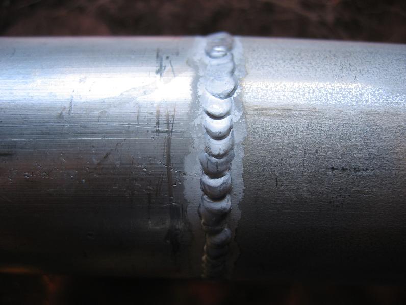 Completed &quot;stack of dimes&quot; weld bead